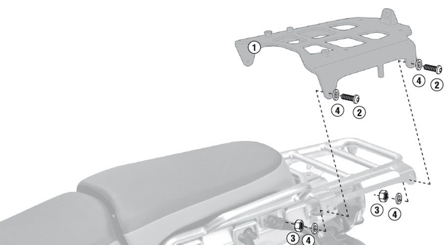 BMW R1200GS (04-12), R1200GS Adv (05-13) & HP2 Portabauletto Top case-Aluminium